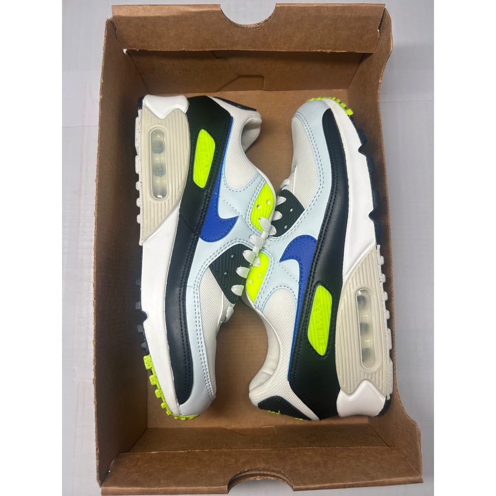Nike Air Max 90 White Blue Tint Volt Size 8.5 WMNS DH8010 102 New/No Box - Picture 2 of 5